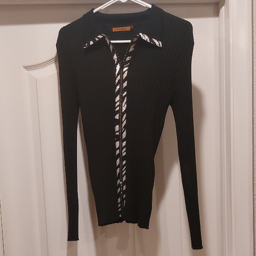 Belldini Black Ribbed Long Sleeve Top